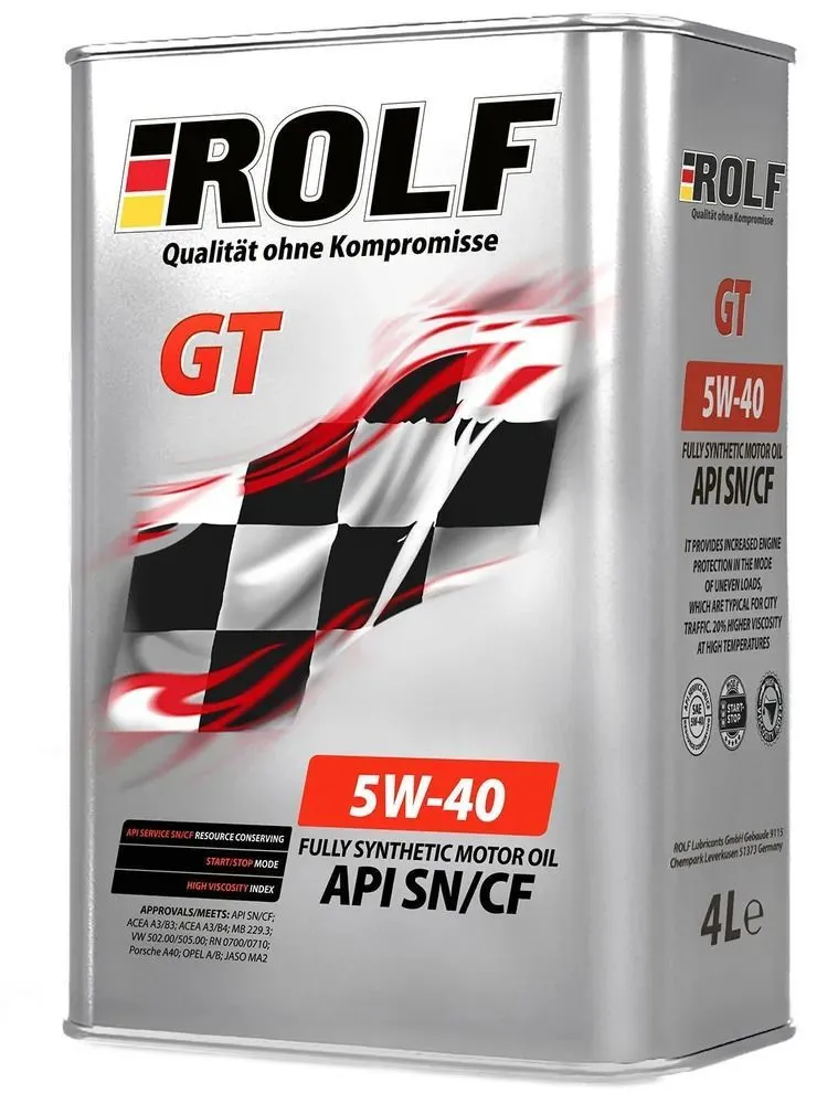 Масло моторное синтетическое "ROLF GT 5W-40, SN/CF" 4л. метал. 322229