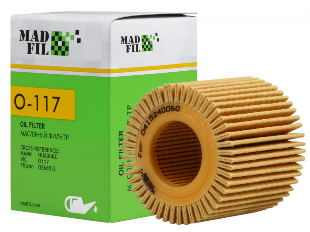 Фильтр масляный MADFIL O-117 TOYOTA (04152-40060)