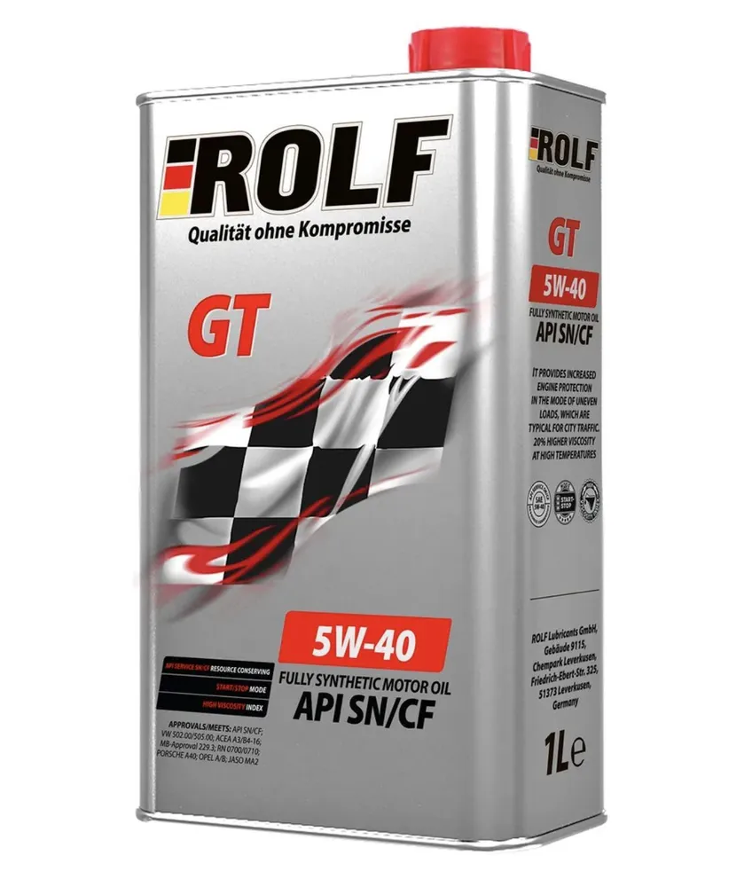Масло моторное синтетическое "ROLF GT 5W-40, SN/CF" 1л. метал. 322234