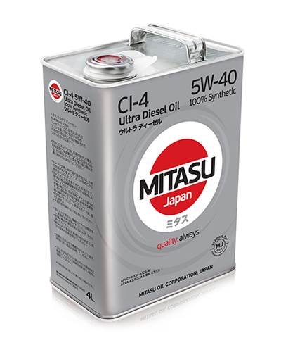MJ212 MITASU ULTRA DIEZEL Cl-4   5W40  (4L) синтетическое мотор.масло для дизельных дв.(1/6) Япония.