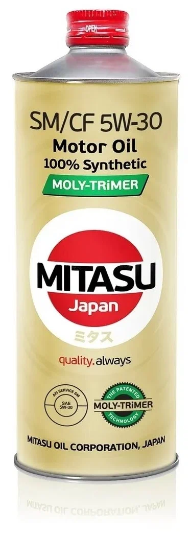 MJ-M11 MITASU MOLY-TRIMER SM 5W30 ILSAC GF-4 (1L)синтет. мотор.масло для бенз.дв.(1/20) Япония.