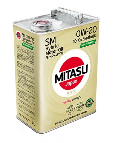 MJ-M02 MITASU MOLY-TRIMER SM 0W20 ILSAC GF-4  HYBRID (4L) синтет. мотор.масло для бенз.дв. Япония.