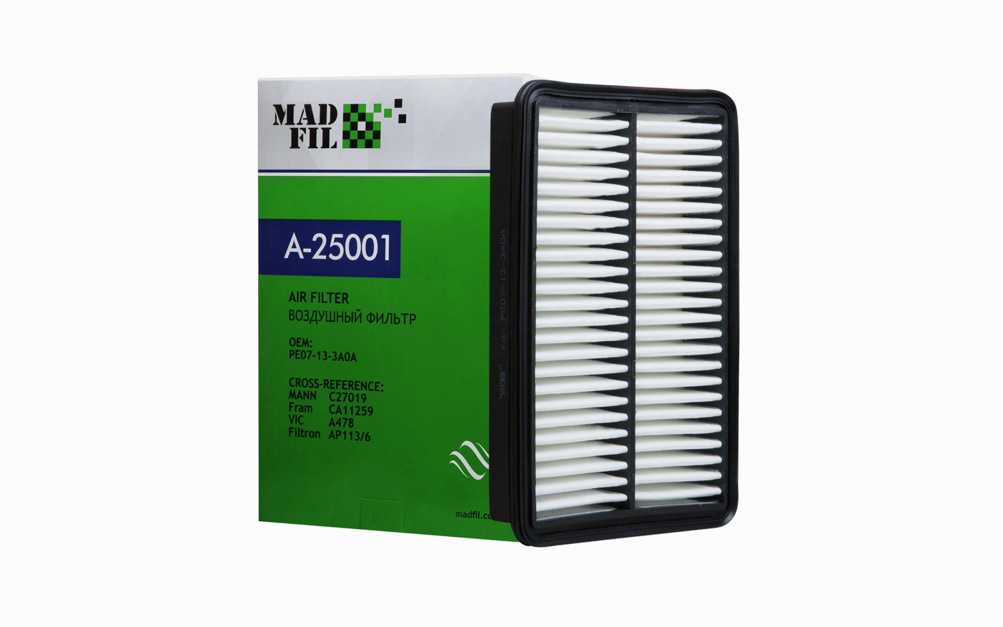 Фильтр воздушный MADFIL A-478 (A-25001) MAZDA (PE07-13-3A0A,PEAJ-13-3A0)